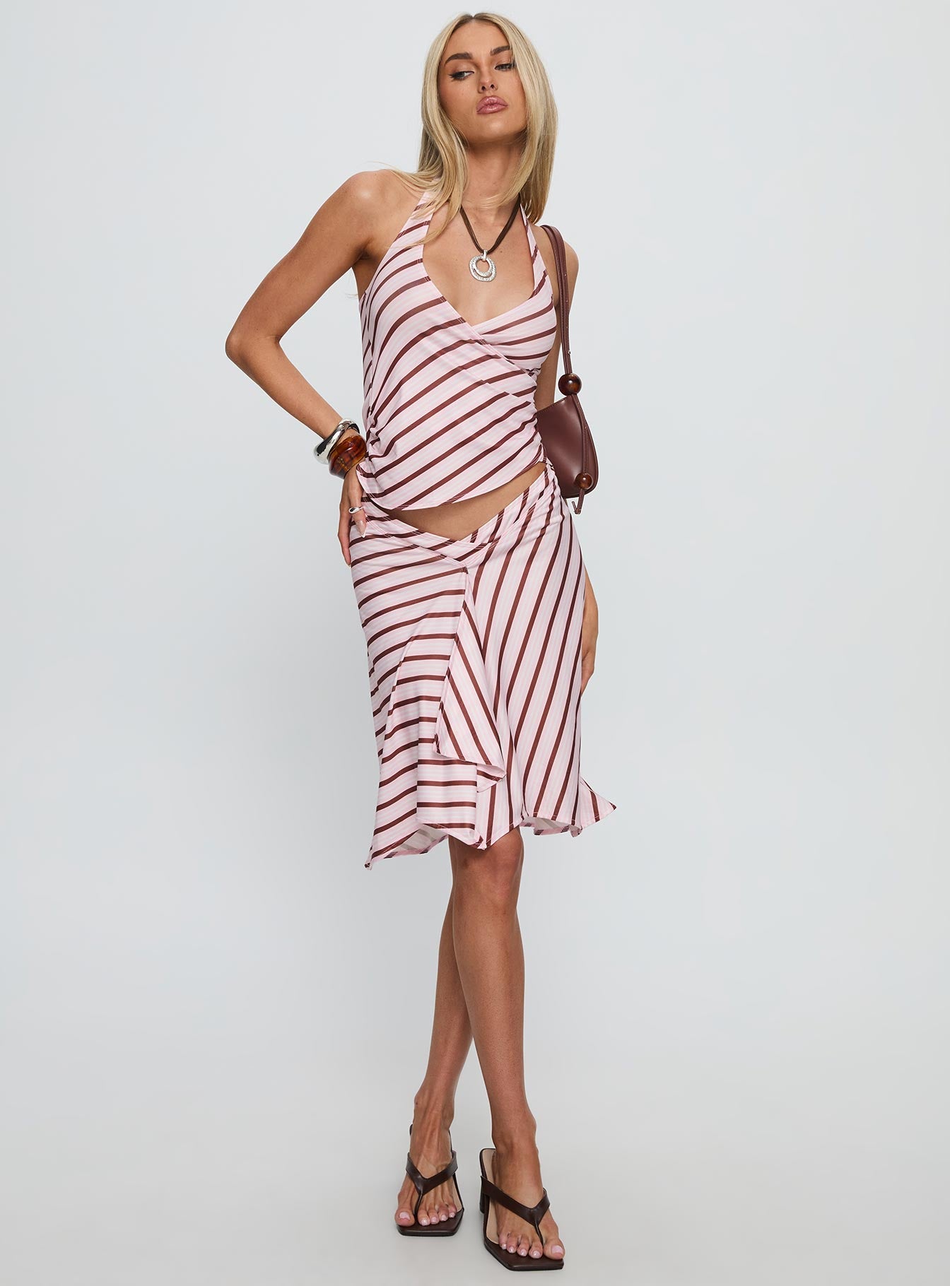 Esmeray Midi Skirt Pink Stripe - Image 2