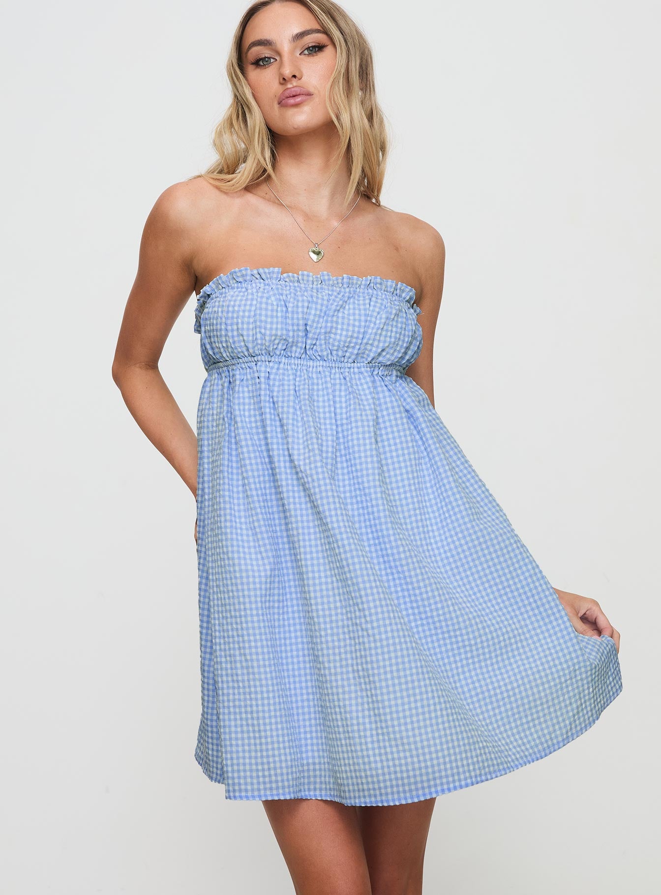 Wynston Mini Dress Blue Gingham - Image 2