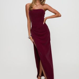 Jeniva Straplesss Maxi Dress Plum