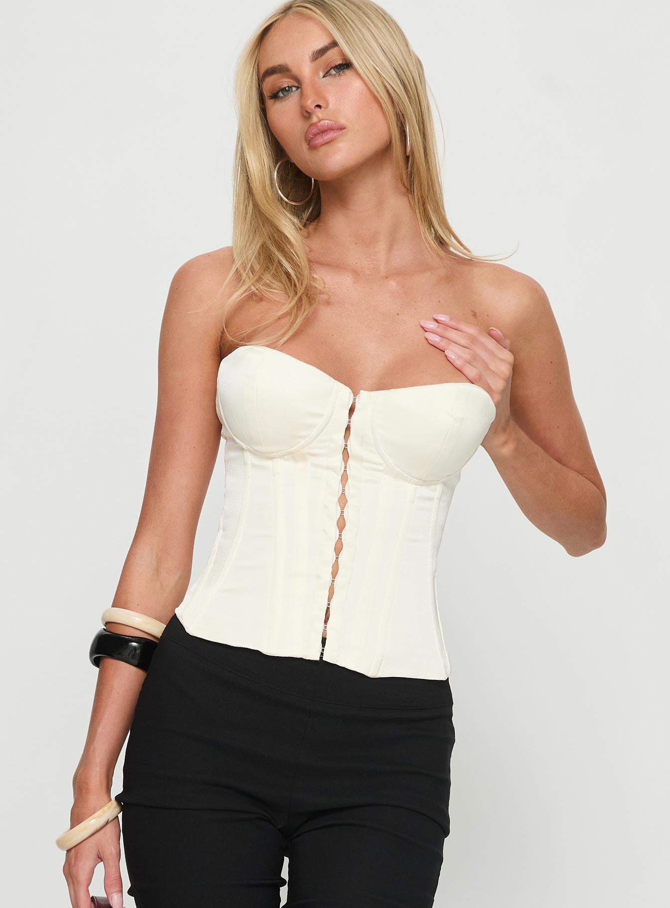Afelia Strapless Corset Top Cream - Image 2