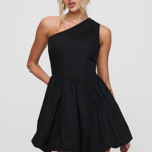 Debut Bubble Hem Mini Dress Black