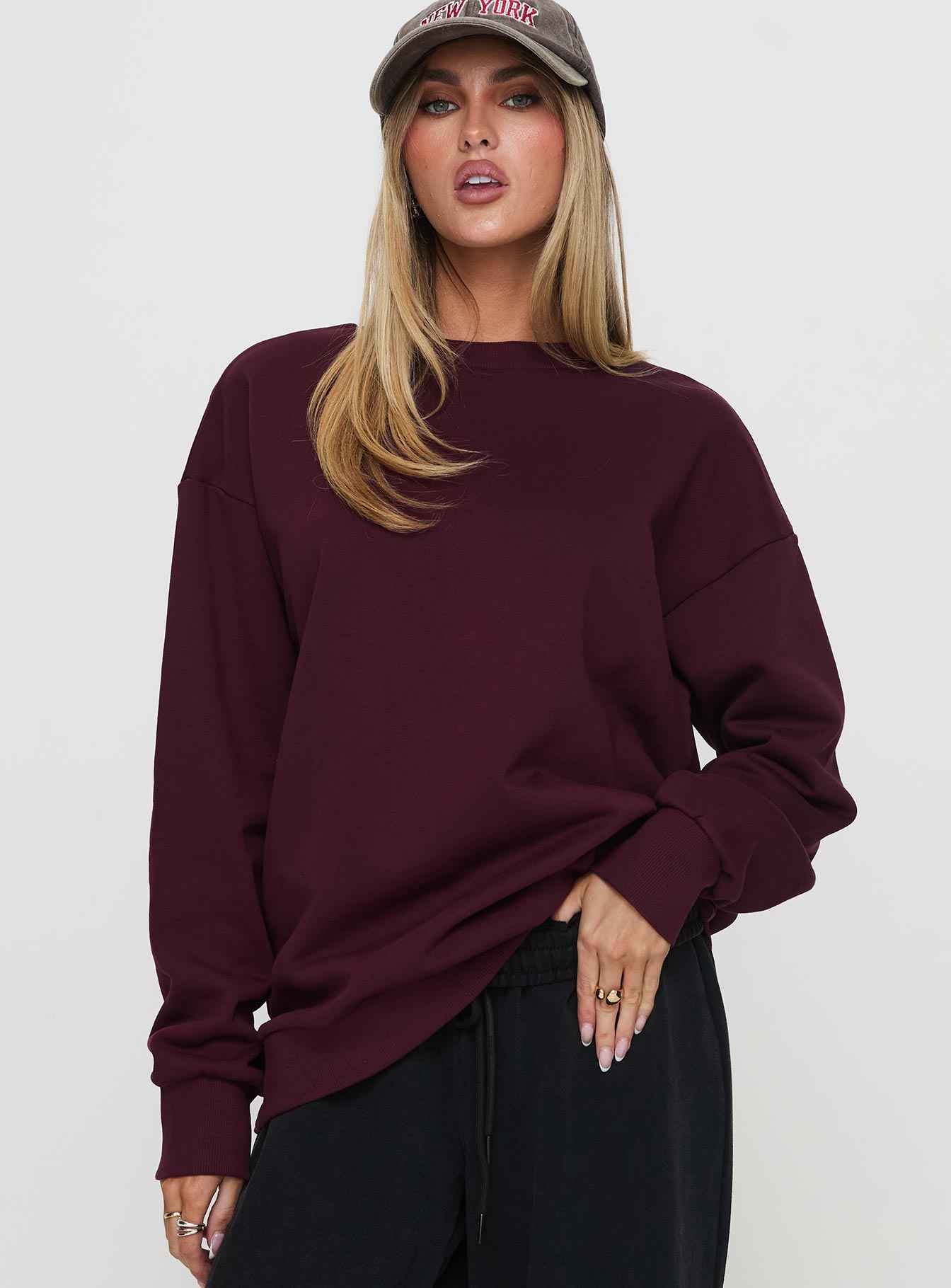 All Day Crewneck Sweatshirt Wine - Image 2