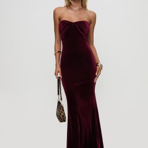 Irena Strapless Maxi Dress Burgundy