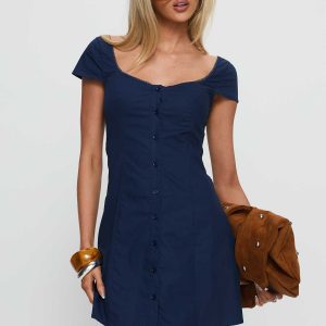 Marisella Button Down Mini Dress Navy