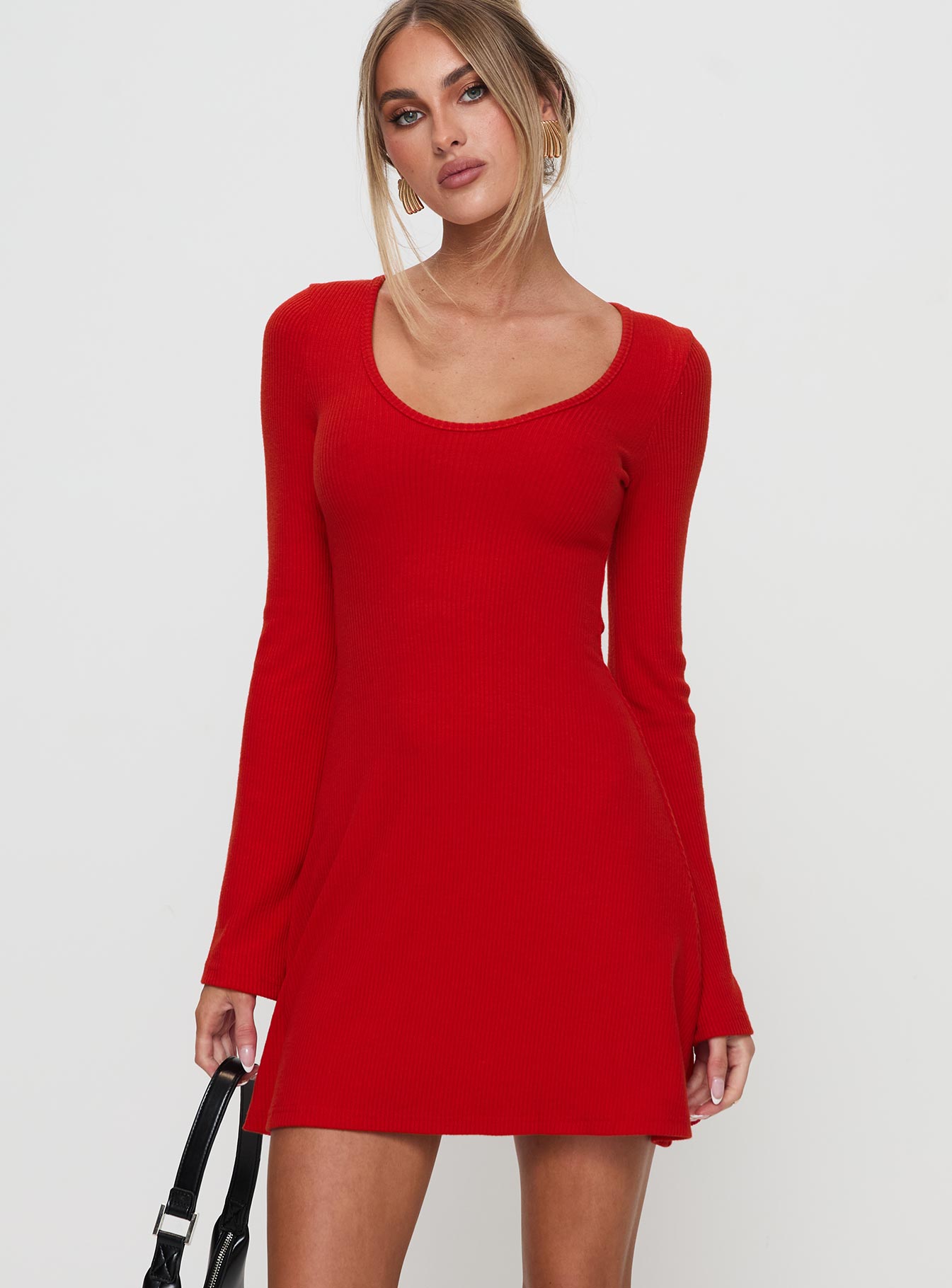 Best Interest Long Sleeve Mini Dress Red - Image 2