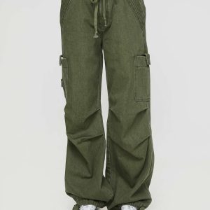 Verlaine Low Rise Cargo Jeans Olive