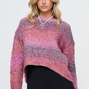 Pomery Cable Knit Sweater Ombre Pink