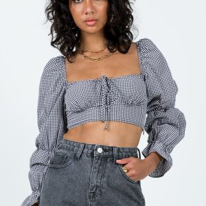 Bellevue Gingham Top Black / White