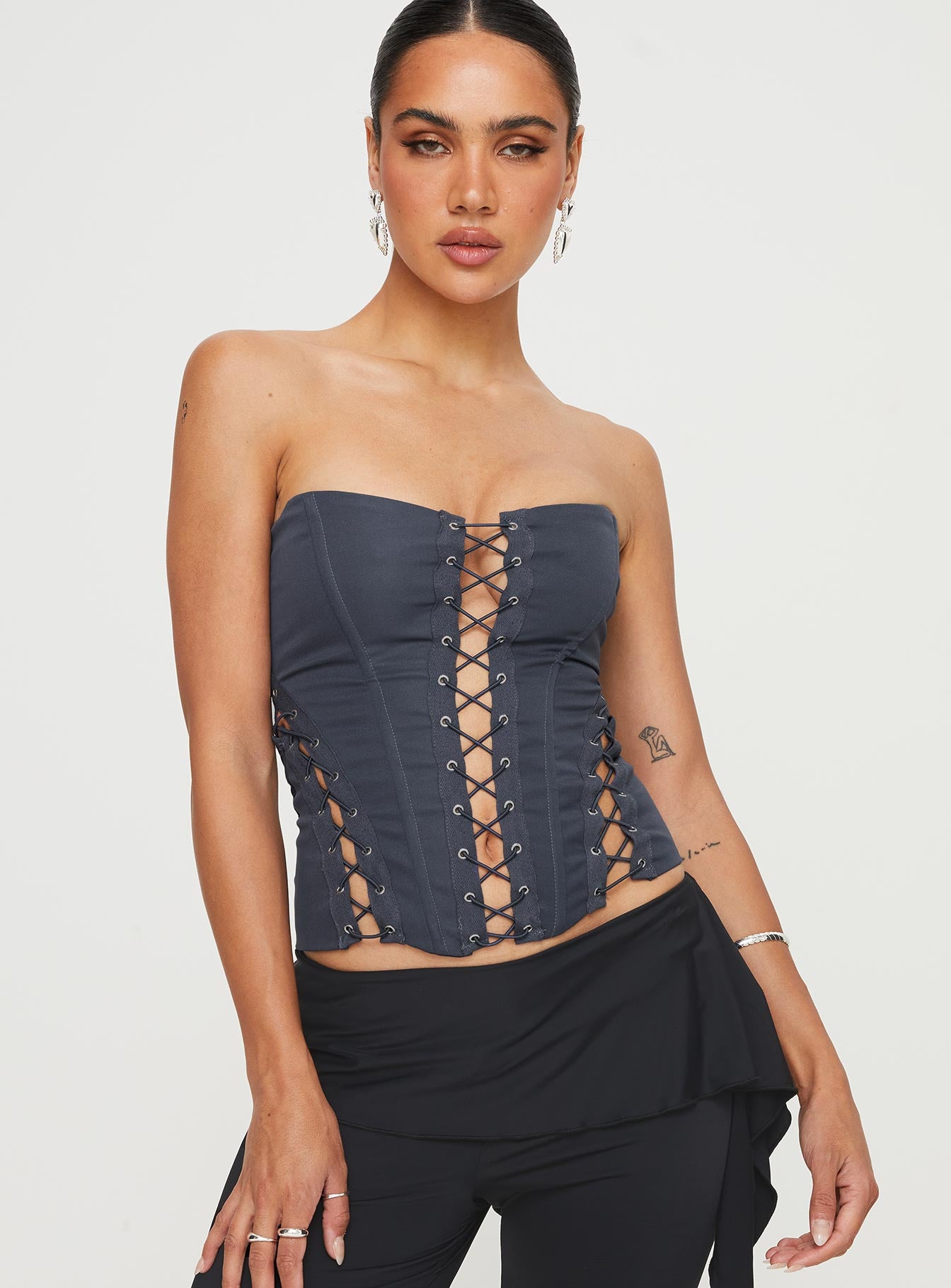 Eden Lace Up Corset Blue - Image 2