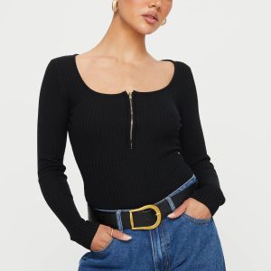 Zuma Long Sleeve Bodysuit Black