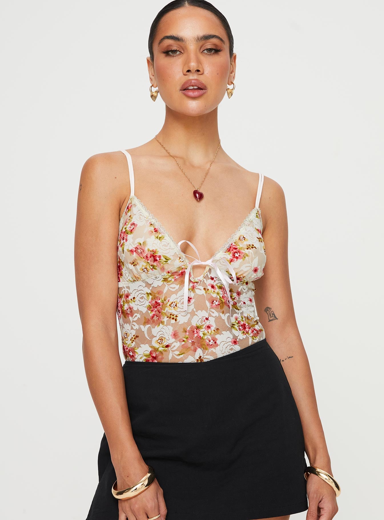 Amessa Lace Bodysuit Floral - Image 2