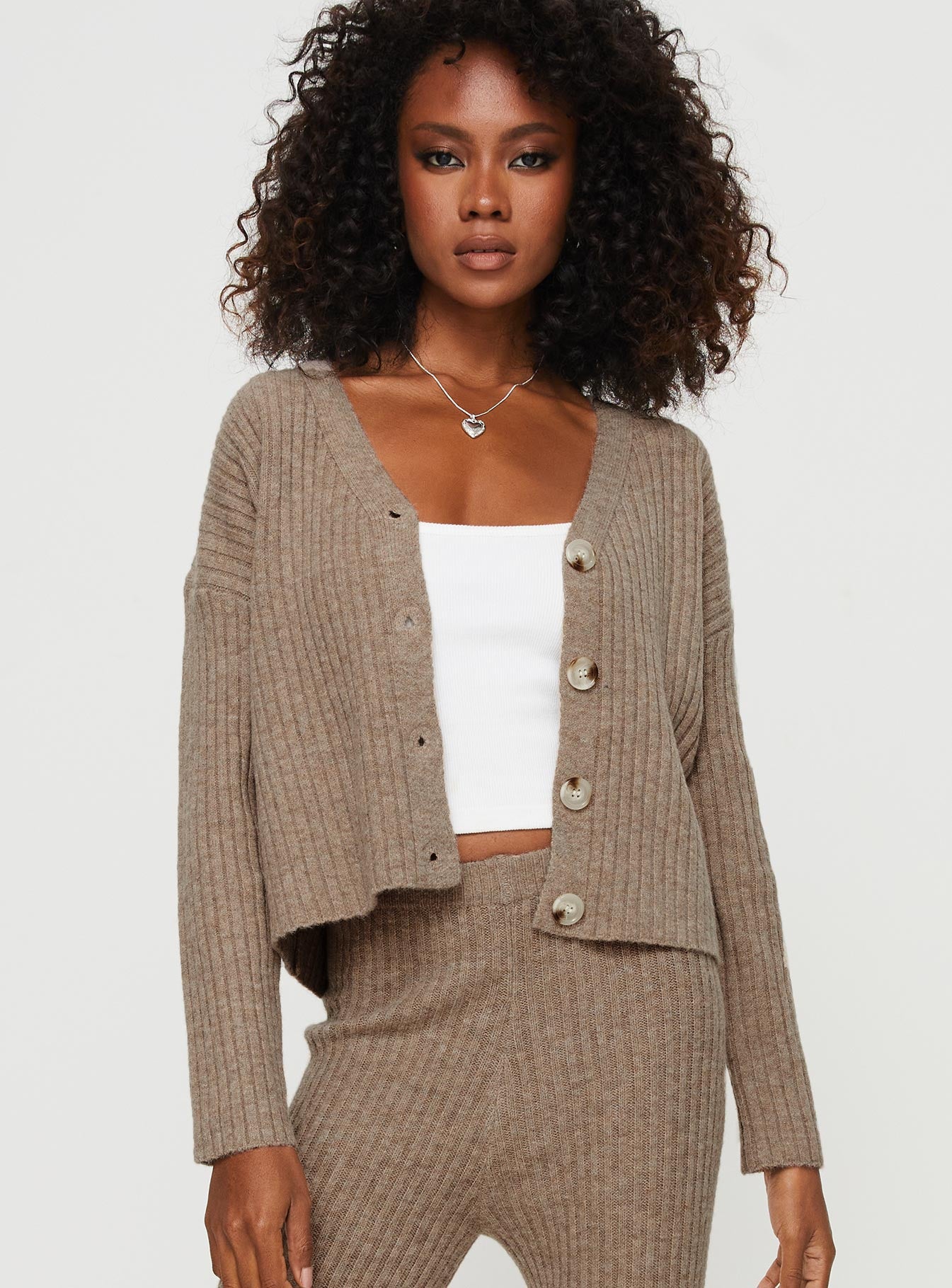Yang Knit Cardigan Brown - Image 2