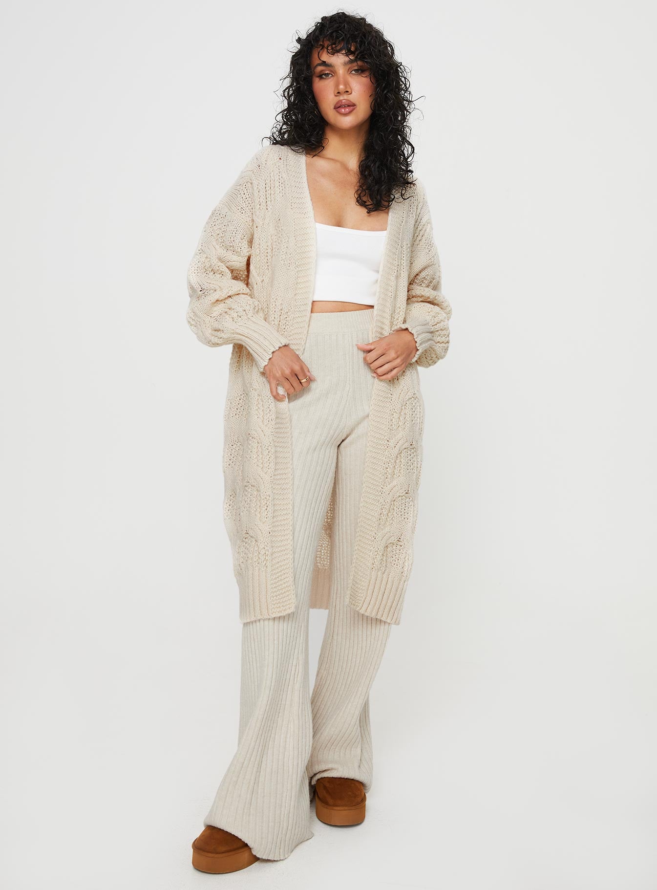 Bryer Longline Cardigan Cream - Image 2