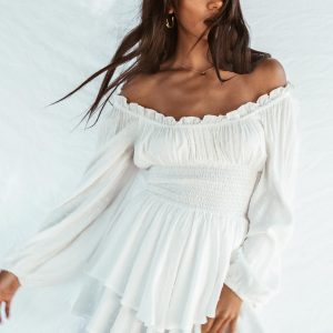 The Love Galore Long Sleeve Romper White