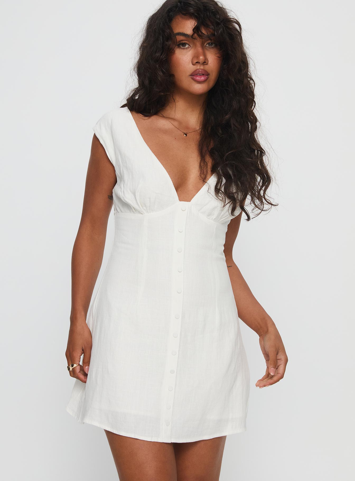 Lover Like Me Linen Mini Dress White - Image 2