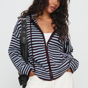 Brienna Zip Jacket Burgundy / Blue Stripe