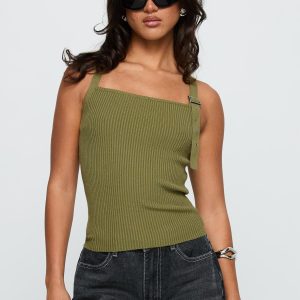 Bare It All Buckle Detail Top Green