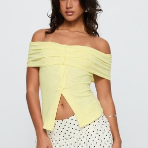 Azusa Off The Shoulder Top Yellow