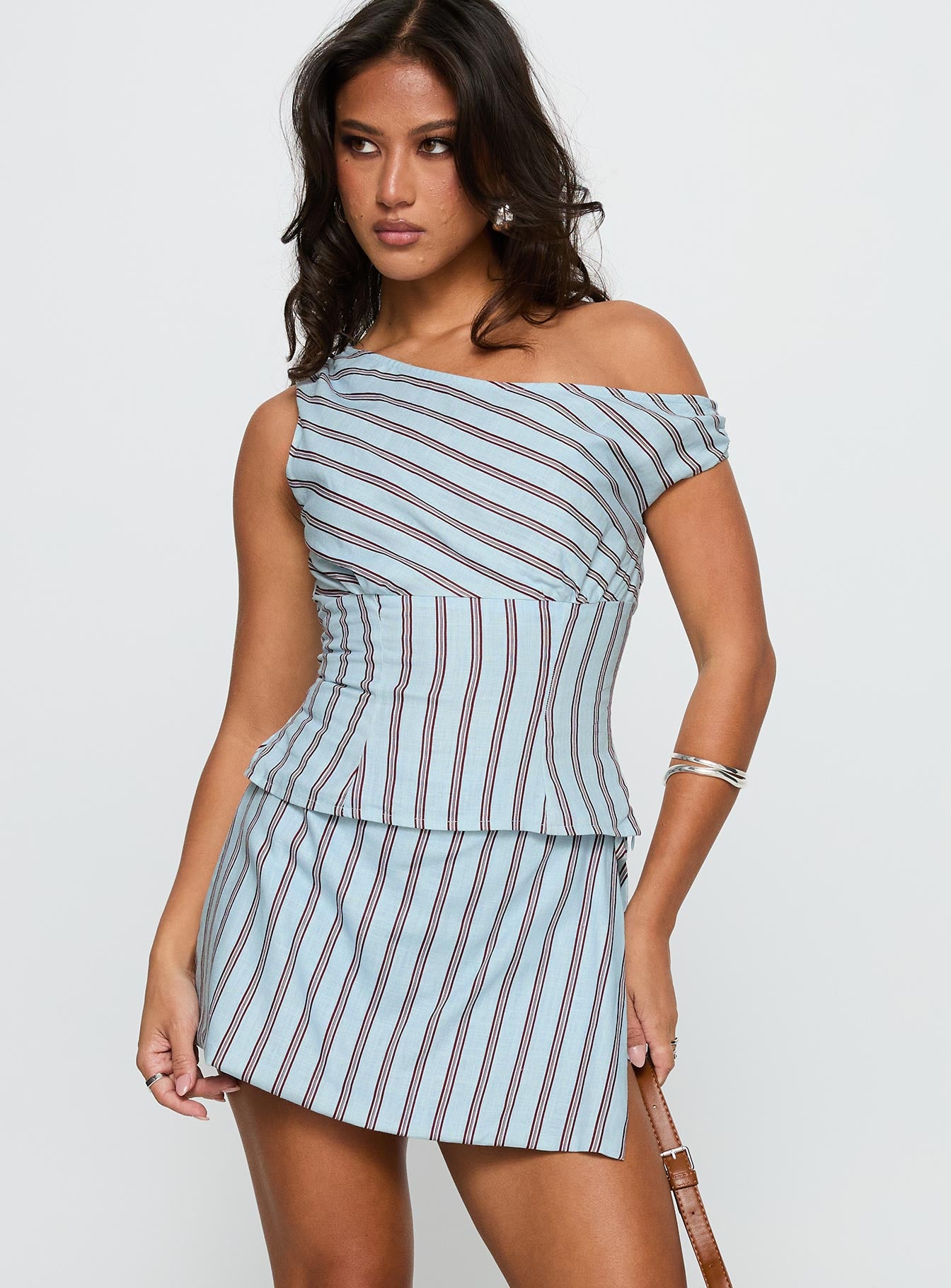 Gulliver Tie Side Mini Skort Blue / Maroon Stripe - Image 2