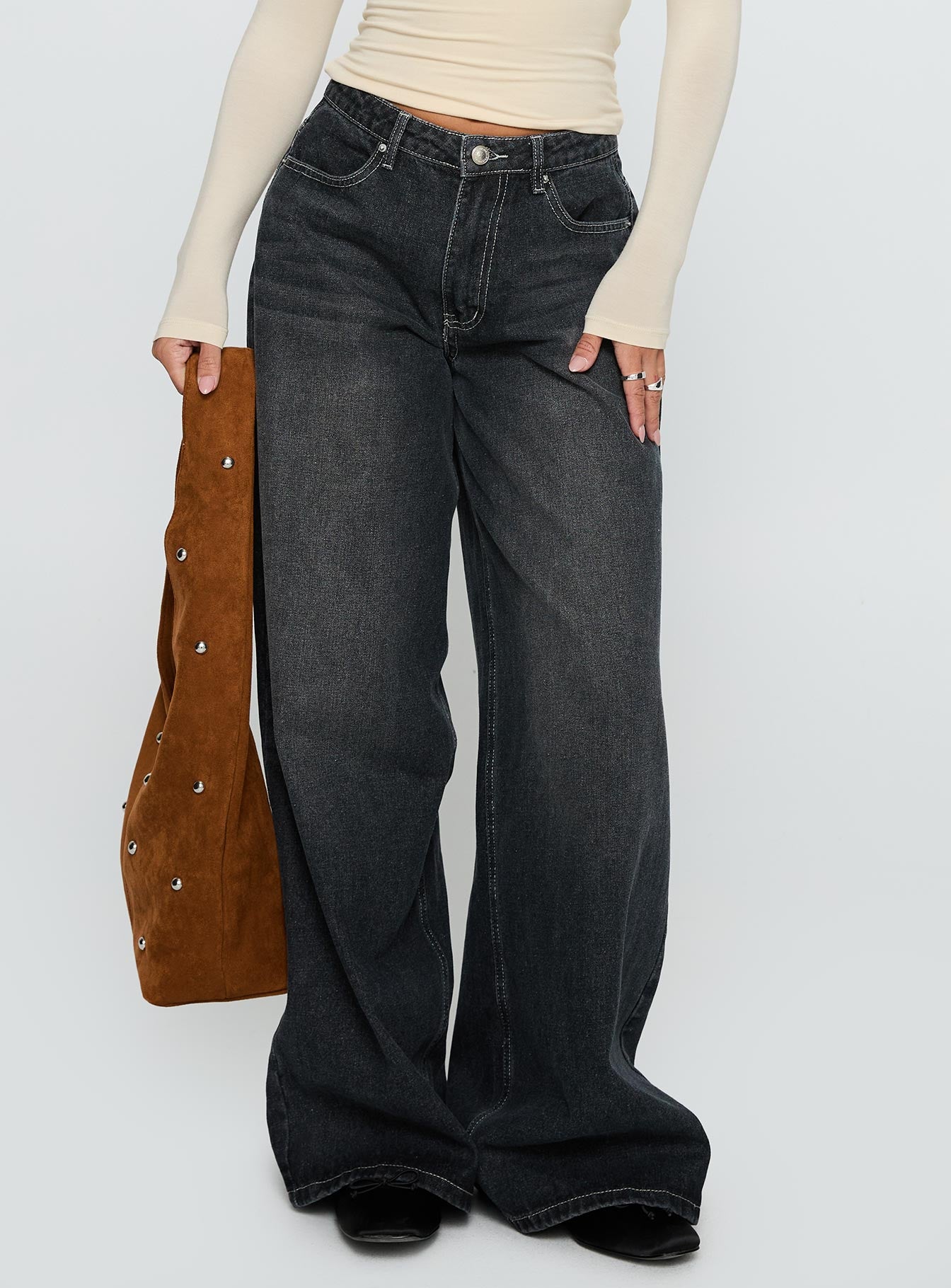 Naylor Wide Leg Jeans Grey Wash - Image 2
