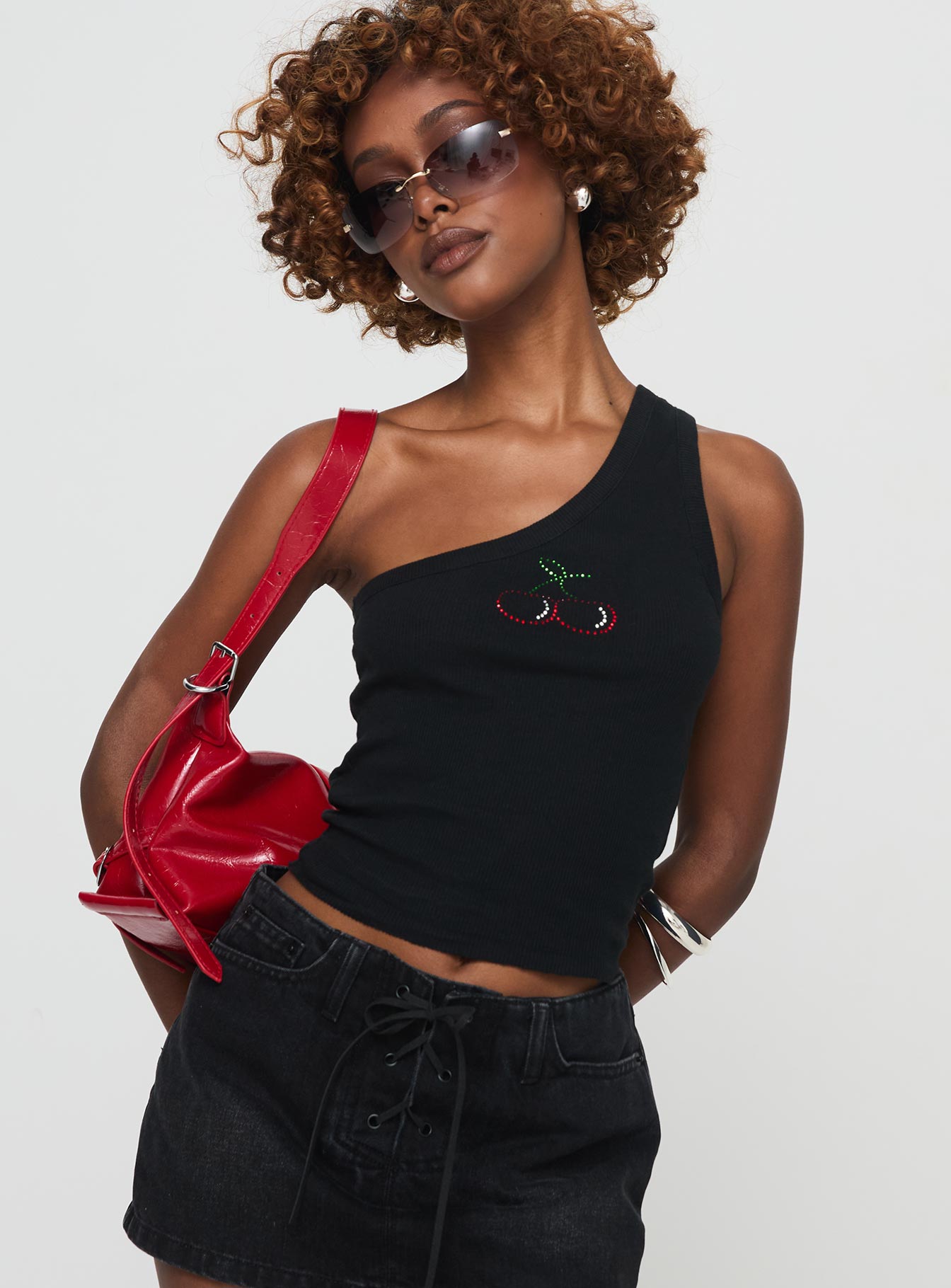 Jase One Shoulder Top Black - Image 4