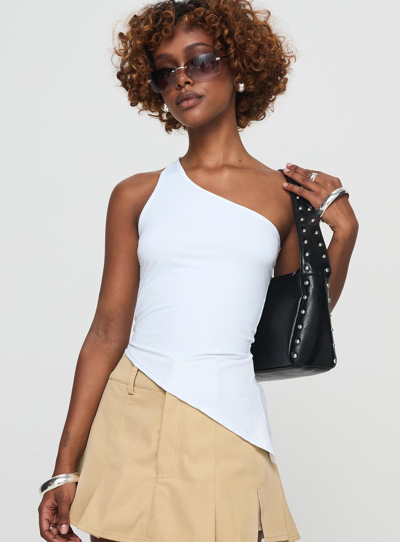 Bode One Shoulder Top White - Image 2