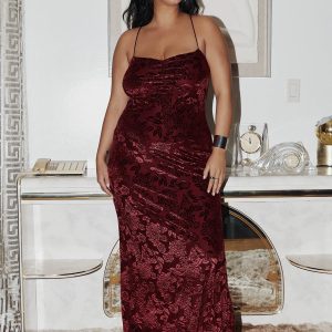 Zotta Maxi Dress Burgundy Curve