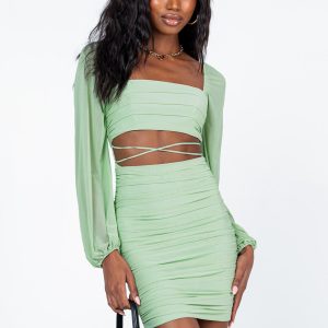 Courtney Long Sleeve Mini Dress Green