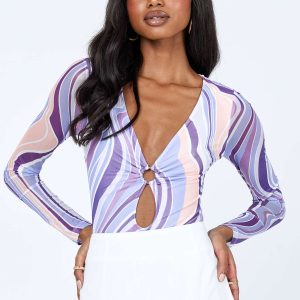 Kaylee Long Sleeve Bodysuit Purple