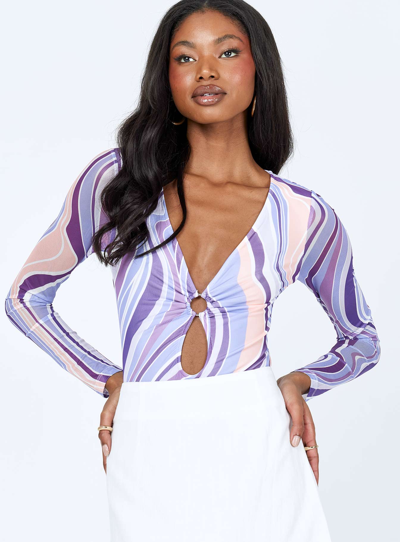 Kaylee Long Sleeve Bodysuit Purple