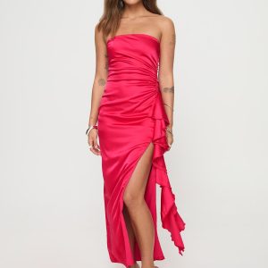 Callita Strapless Maxi Dress Red