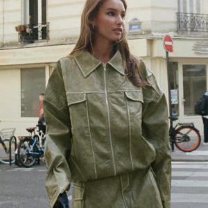 Tanza Faux Leather Mini Skirt Green