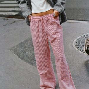 Holiday Tie Front Pants Red/White Stripe