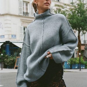 Lachlynn Oversized Knit Sweater Charcoal Marle