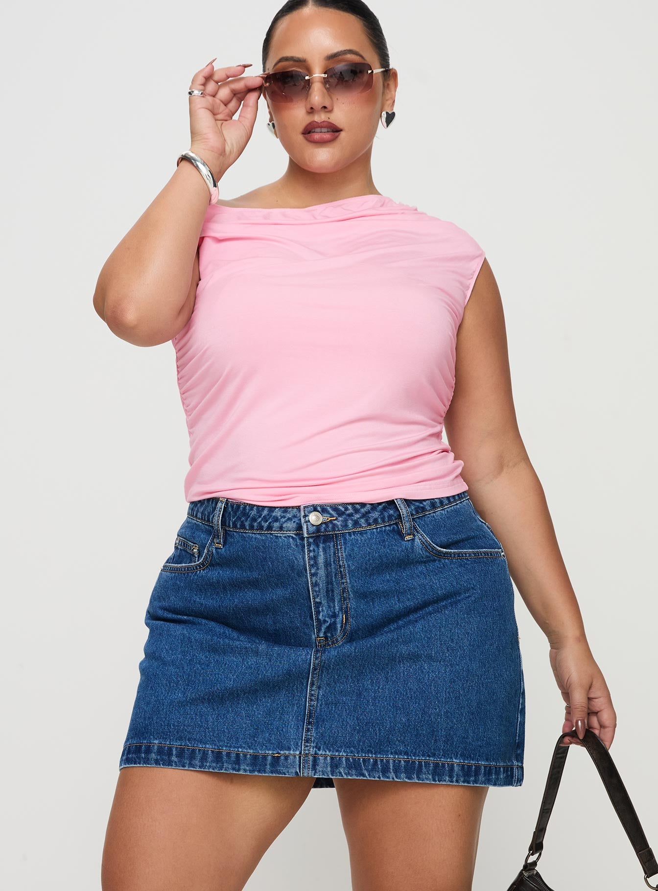 Nickei Denim Mini Skirt Mid Wash Curve - Image 2