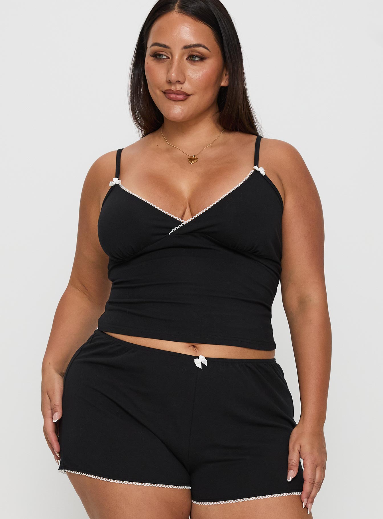 Lullabies Jersey Cami Top Black Curve - Image 2