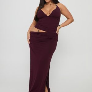 Imeraldia Hardware Halter Maxi Dress Currant Curve