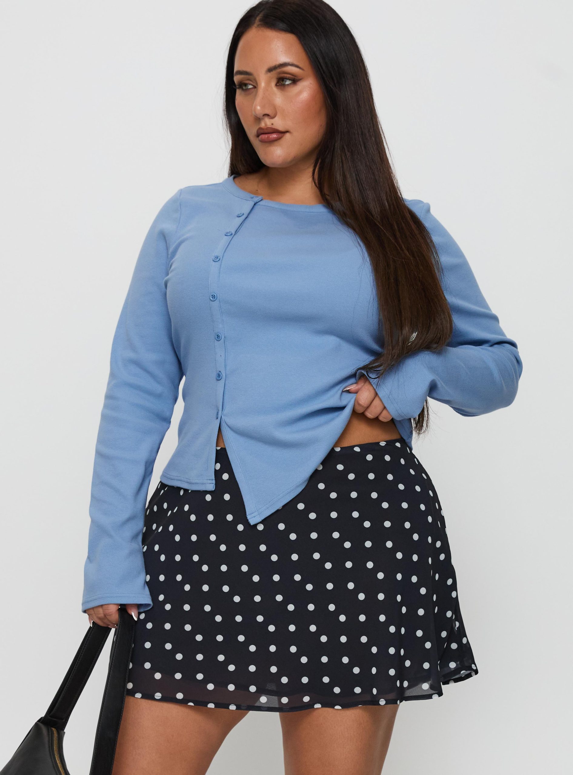 Dapple Bias Mini Skirt Black Polka Dot Curve - Image 2