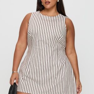 Yumiko Romper Brown Stripe Curve