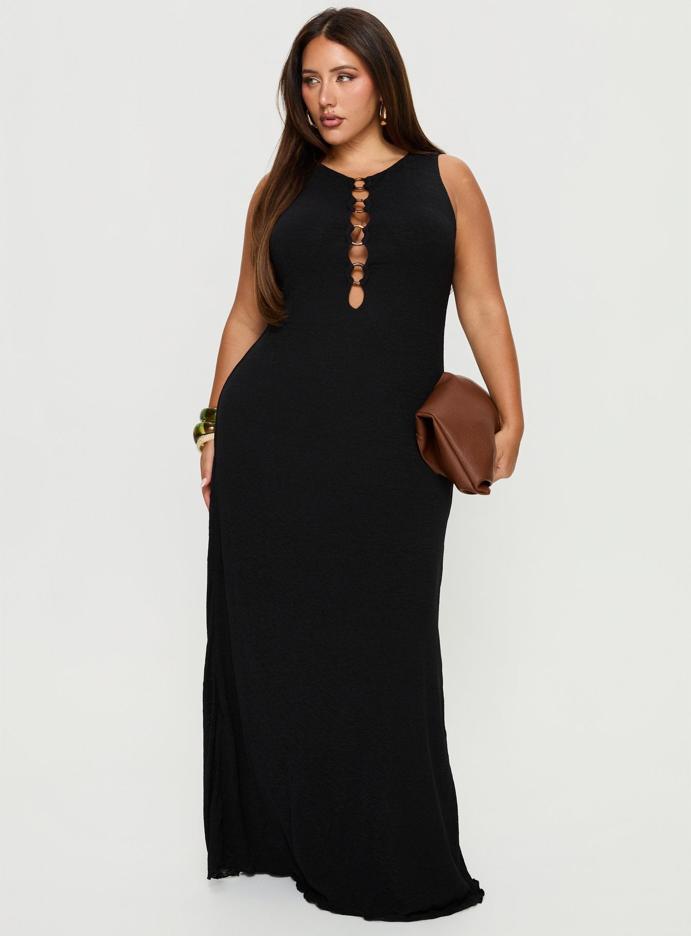 Dejonge Ring Sleeveless Maxi Dress Black Curve - Image 2
