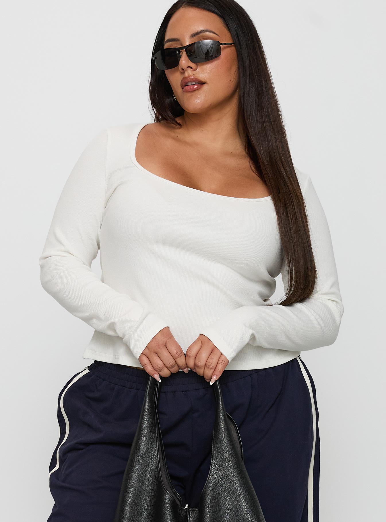Baseline Long Sleeve Top White Curve - Image 2