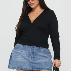 Fossils Denim Mini Skirt Blue Curve