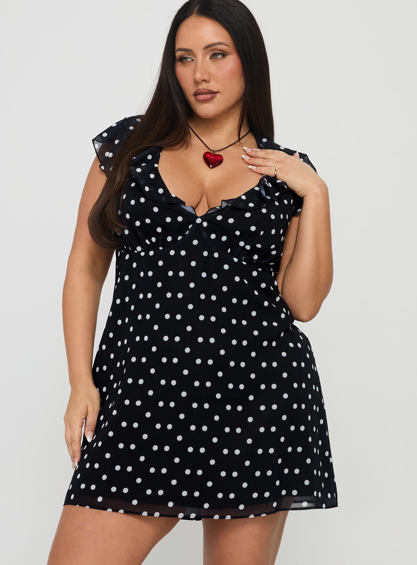 I Guess So Mini Dress Black Polka Dot Curve - Image 2