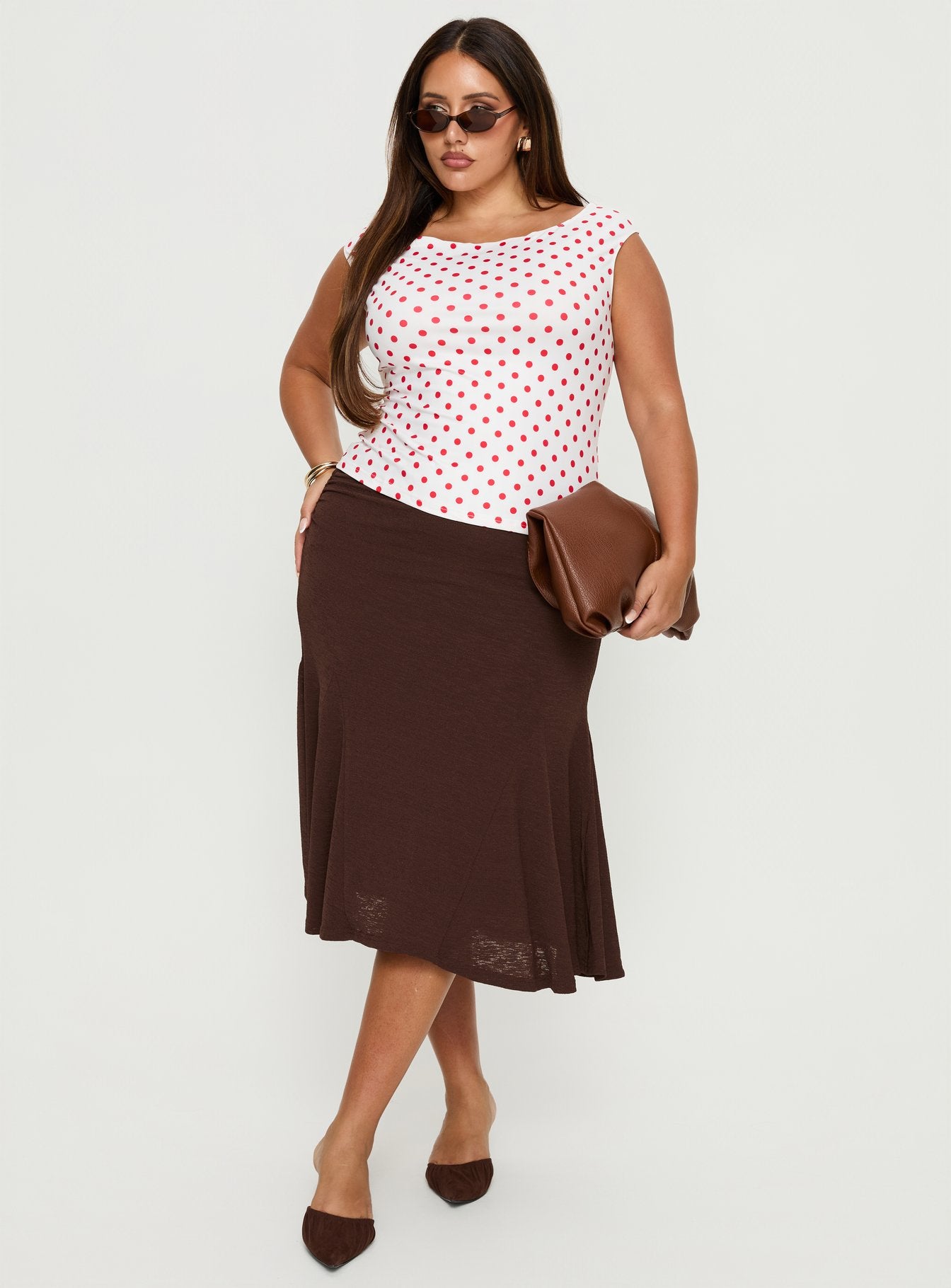 Lewish Low Rise Midi Skirt Chocolate Curve - Image 2