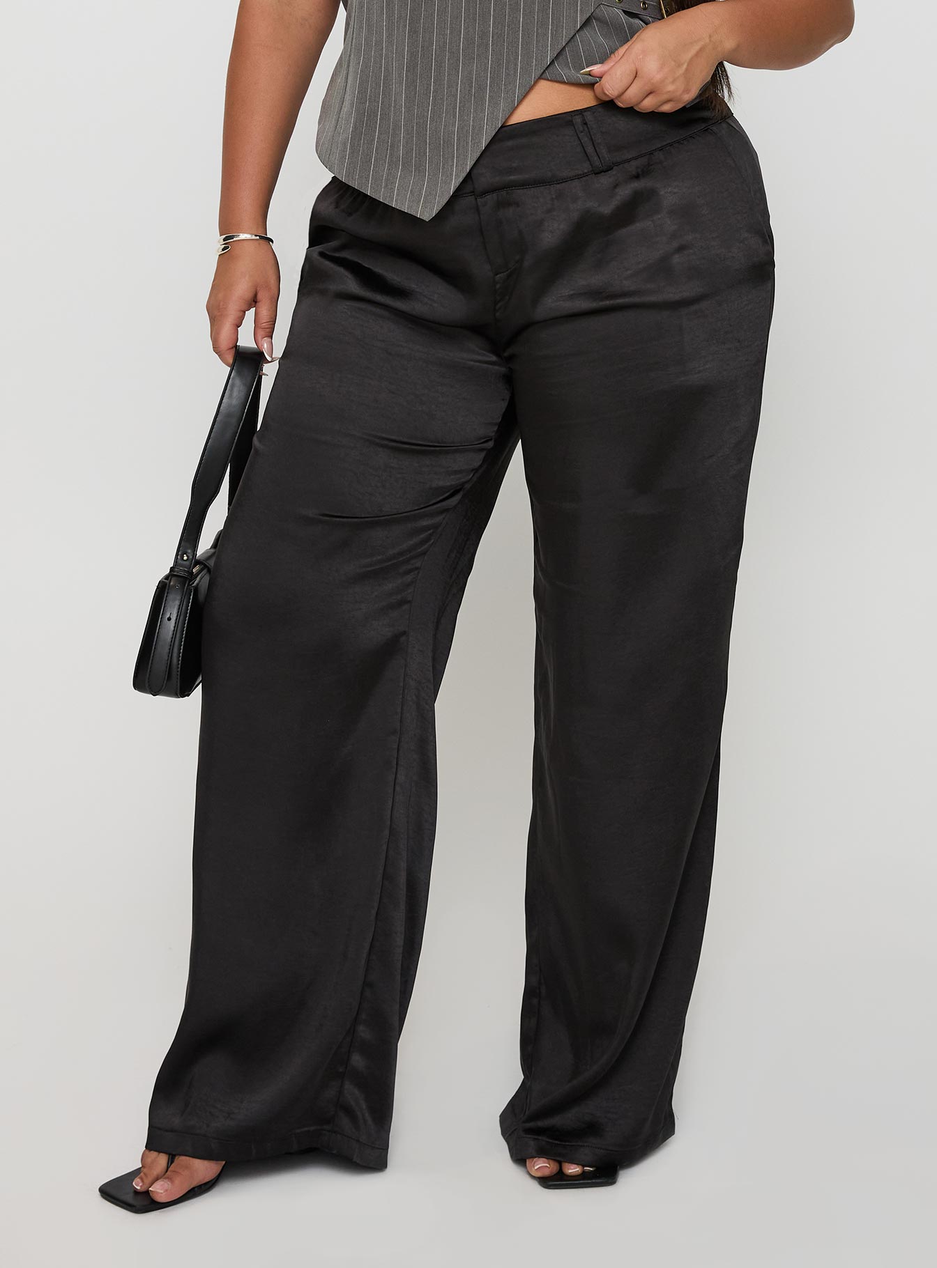 First Place Low Rise Satin Pant Black Curve - Image 2
