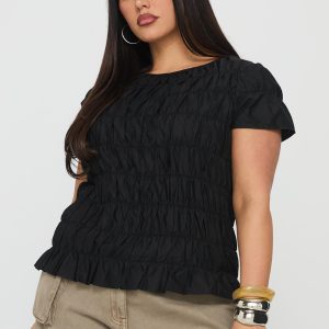 Spoiler Alert Ruched Top Black Curve