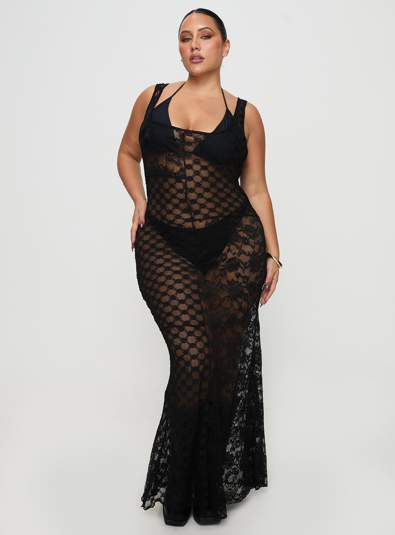 Zhara Lace Dress Black Curve - Image 2