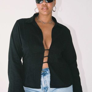 Nial Long Sleeve Top Black Curve