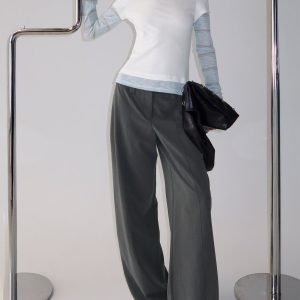 Sarito Low Rise Straight Leg Pants Grey