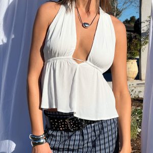 Saddler Halter Top White